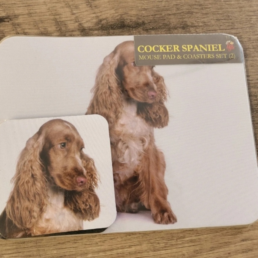 NWT Cocker Spaniel mouse pad and 2 Coaster Set. - Picture 2 of 2